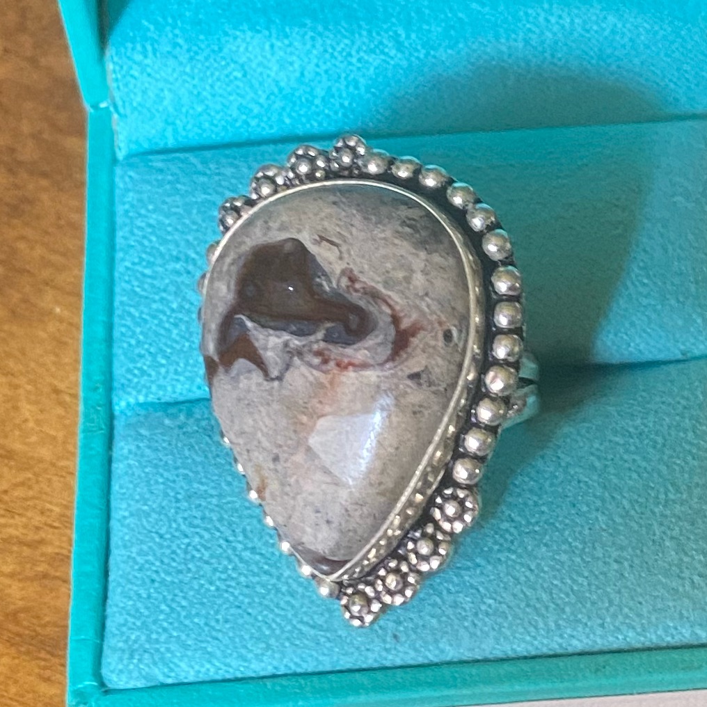 Genuine Boulder Opal Sterling Silver Ring Size 8 12 48$